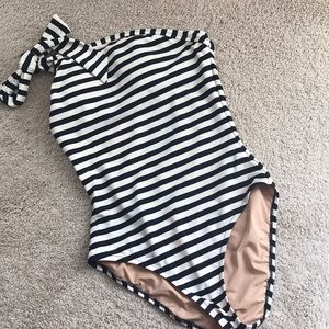JCrew Navy & White Striped One Piece Bathing Suit